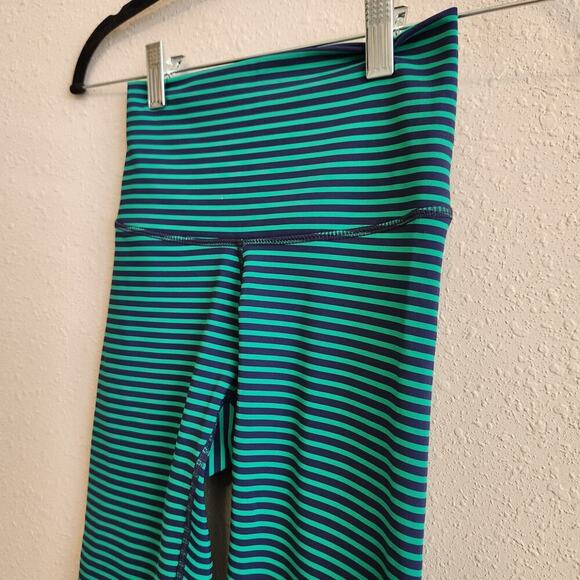 DYI Do Your Inspiration Navy Green Striped Leggings Size XS - Picture 6 of 10